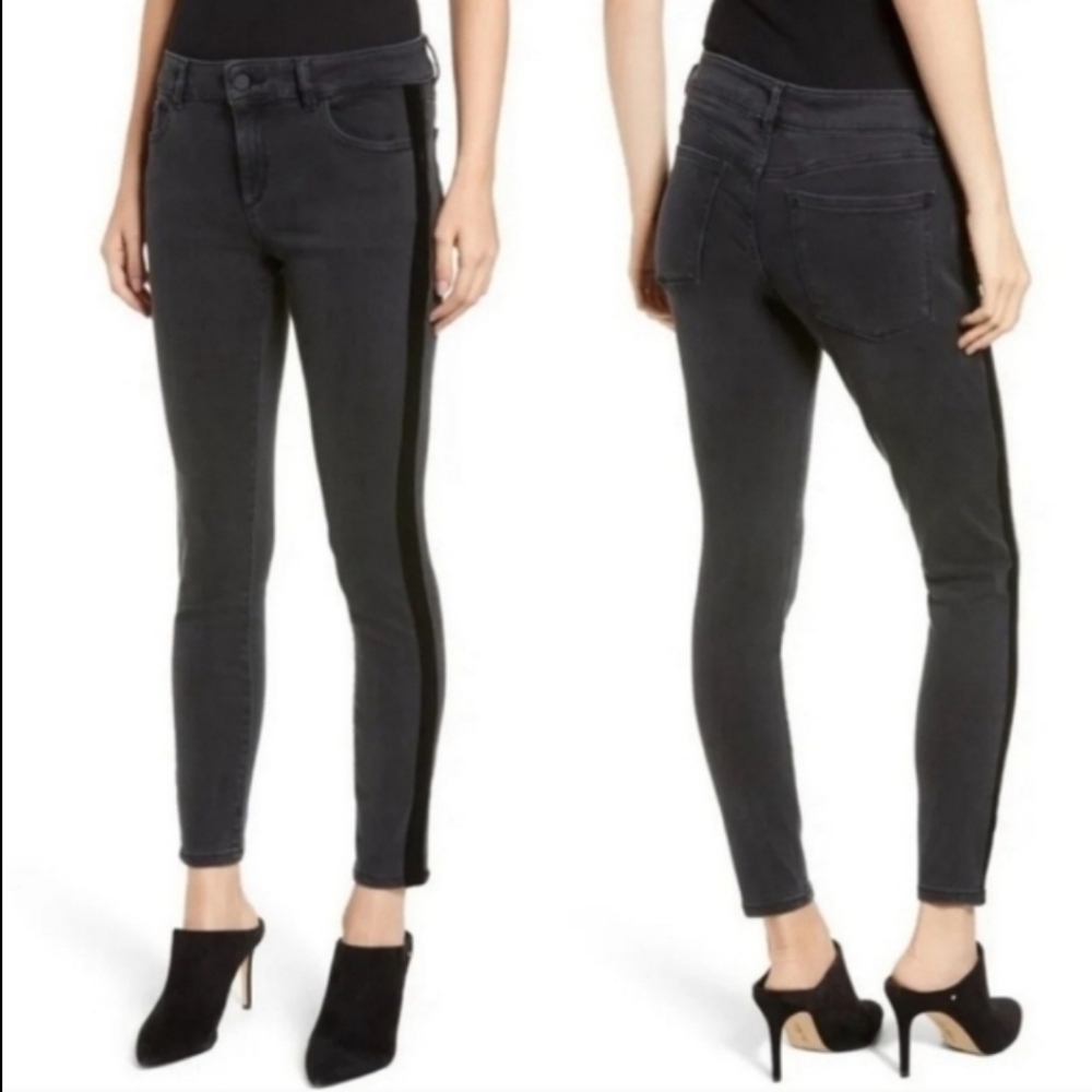 ❤ DL1961 MARGAUX INSTASCULPT ANKLE SKINNY VELVET STRIPE JEANS, 0 (25) - Picture 1 of 7